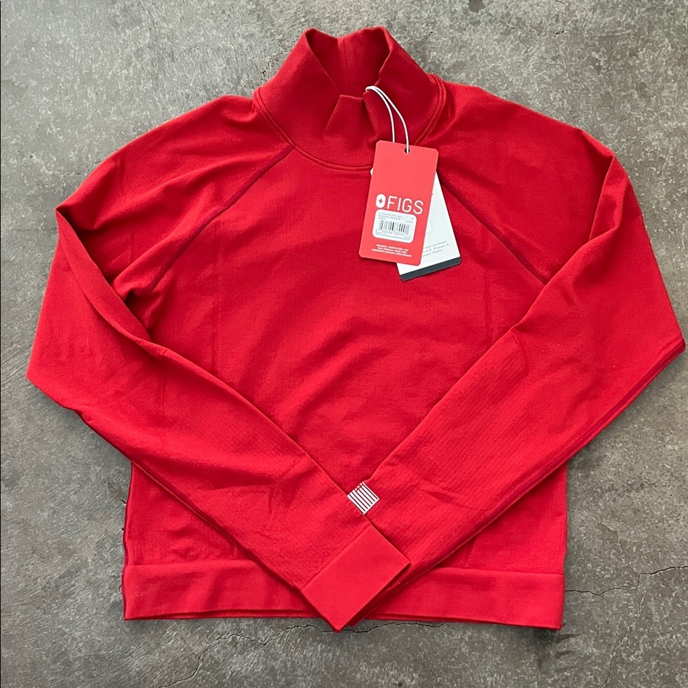 FIGS Women’s  Red Mock Turtleneck Sweater